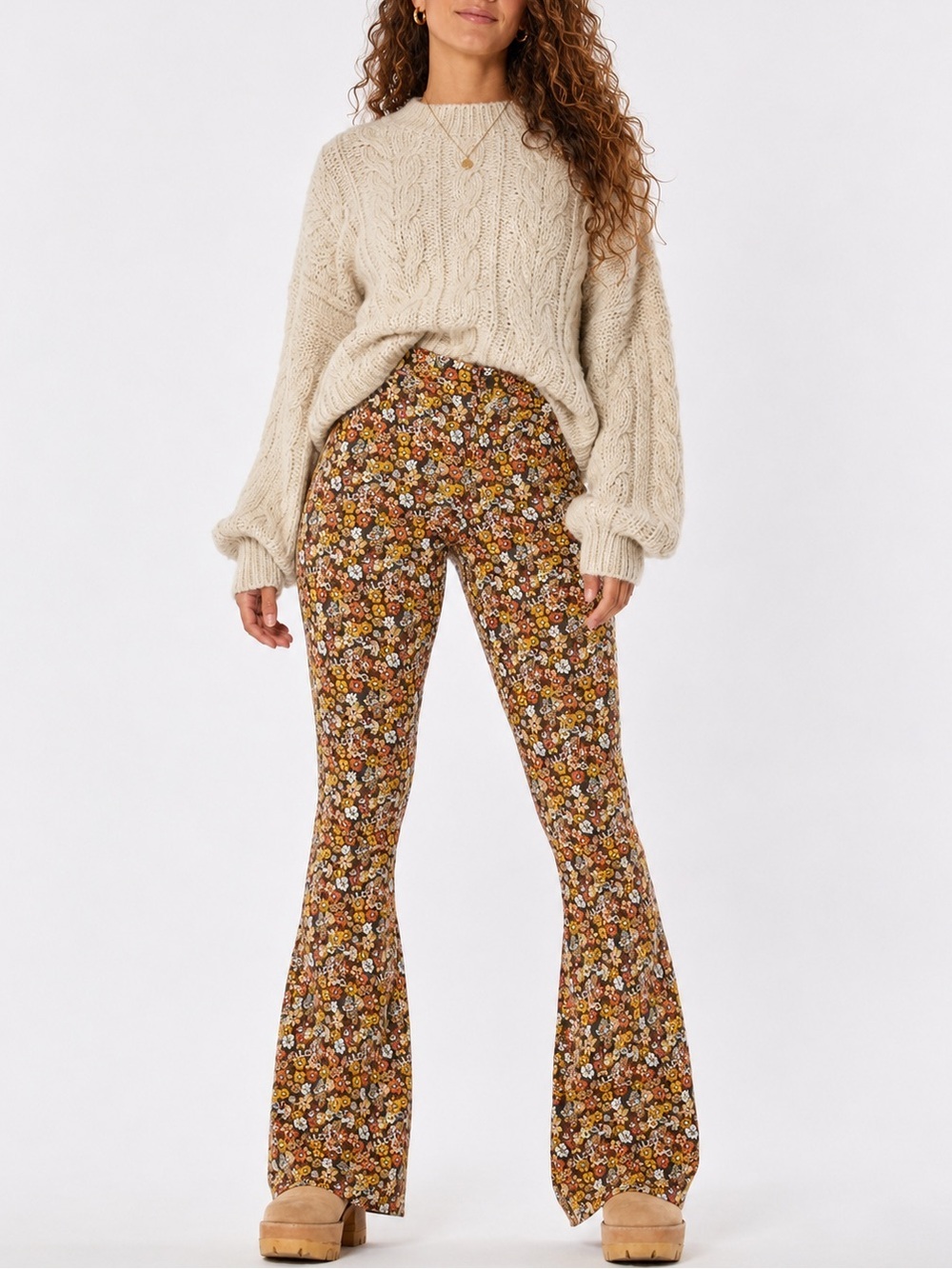 Hollister XS Floral High Rise Flare Bell Bottom Pants | Retro 70s Boho